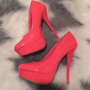 Hot coral heels.